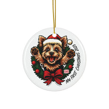 Load image into Gallery viewer, Holiday Ceramic Ornaments, Personalized Yorkie Decor, Dog Lovers Christmas, My First Christmas 2025
