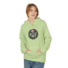 Festive Boston Terrier Wreath Design Hoodie - Cozy Winter Apparel, Gift for Her, Holiday Essentials, Warm Fleece, Casual Wear