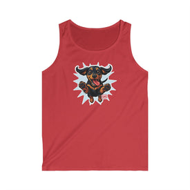 Playful Dachshund Dog Graphic Tank Top, Pet Lover Gift, Summer Style, Fitness Apparel, Casual Wear, Animal Lover Clothing
