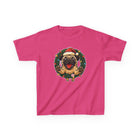 Festive Kids Tee with Pug in Santa Wreath, Christmas Shirt, Holiday Apparel, Cute Kids Clothing, Gift for Dog Lovers, Winter Fun Tee