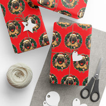 Load image into Gallery viewer, Festive Christmas Pug Wrapping Paper