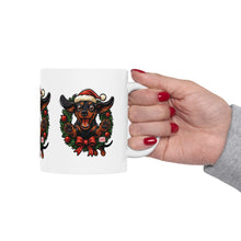 Load image into Gallery viewer, Festive Dachshund Dog Mug | Holiday Gift for Dog Lovers | Cute Christmas Coffee Cup | Pet Decor | Animal Lover Mug