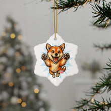 Load image into Gallery viewer, Jumping Shiba Inu Ceramic Ornament | Double-Sided Dog Face Holiday Decor