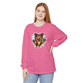 Happy Collie Dog Design Long Sleeve T-Shirt for Dog Lovers