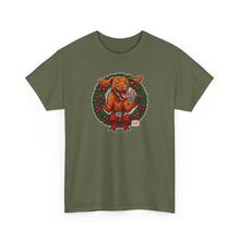 Load image into Gallery viewer, Festive Vizsla Dog Graphic Tee | Unisex Heavy Cotton Shirt for Dog Lovers, Holiday Gift, Animal Lover Apparel, Christmas Tee, Cozy Comfort