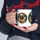 Festive Pug Ceramic Mug - Holiday Gift, Cute Pet Lover Mug, Christmas Mug, Coffee Cup, Dog-Themed Drinkware