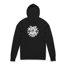 Load image into Gallery viewer, Playful White Husky Illustration Hoodie | Cute Jumping Dog Long Sleeve