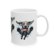 Load image into Gallery viewer, Happy Jumping Weimaraner Dog Mug | Playful Dog Illustration Ceramic Mug