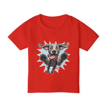 Load image into Gallery viewer, Happy Jumping Weimaraner Dog Toddler T-shirt | Playful Puppy Illustration
