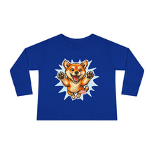 Load image into Gallery viewer, Shiba Inu Puppy Toddler Long Sleeve Tee | Cute Jumping Dog Kids Shirt