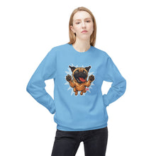 Load image into Gallery viewer, Playful Pug Crewneck Sweatshirt - Cozy Unisex Fleece, Dog Lover Gift, Pet Apparel, Cute Sweatshirt, Fun Dog Design