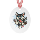 Whimsical Siberian Husky Dog Lover Metal Ornament, Pet Memorial, Holiday Decoration, Personalized Gift, Christmas Keepsake