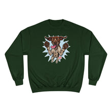 Load image into Gallery viewer, Champion Sweatshirt - Playful Jumping German Shorthaired Pointer Graphic GSP Premium Crewneck