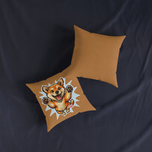 Load image into Gallery viewer, Happy Jumping Shiba Inu Square Pillow | Cute Dog Cartoon Accent Cushion