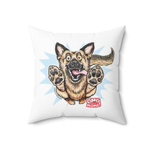 Load image into Gallery viewer, Excited German Shepherd Paw Print Spun Polyester Pillow | OMG Home Dog Artwork