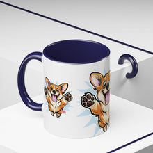 Load image into Gallery viewer, Excited Leaping Corgi  Accent Coffee Mug - Cute Dog Lover Gift (11oz)