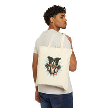 Load image into Gallery viewer, Playful Border Collie Dog Cotton Canvas Tote Bag | Eco-Friendly Shopping, Gift for Dog Lovers, Travel Tote, Pet Lover's Accessory