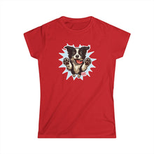 Load image into Gallery viewer, OMG Youre Home Dog Reunion T-Shirt: Happy and Excited Leaping Border Collie Women's Shirt