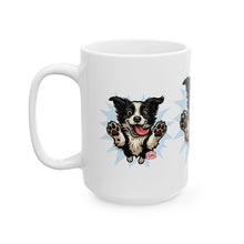 Load image into Gallery viewer, Cheerful Border Collie Dog Lover Mug | Perfect Gift for Pet Owners, Funny Dog Coffee Cup, Ceramic Mug, Animal Lover's Gift, Home Decor