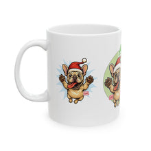 Load image into Gallery viewer, Ho Ho Ho Frenchie Christmas Mug - Holiday Coffee Cup, Dog Lover Gift, Cute Pet Mug, Fun Christmas Decor, Seasonal Kitchenware