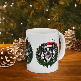 Festive Boston Terrier Dog Lover Mug, Christmas Dog Mug, Holiday Gift for Pet Owners, Cute Puppy Design Cup, Funny Coffee Tea Mug