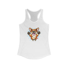 Load image into Gallery viewer, Cute Leaping Corgi Racerback Tank | Playful Happy Corgi Design