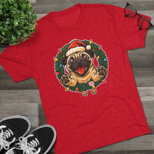 Load image into Gallery viewer, Festive Pug Christmas Tee, Holiday Shirt, Dog Lover Gift, Cute Animal Apparel, Unisex Crew Neck, Unique Christmas Present