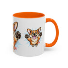 Excited Leaping Corgi  Accent Coffee Mug - Cute Dog Lover Gift (11oz)