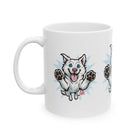 Mug - Happy White Husky Dog in Mid Leap Ceramic Mug (11oz, 15oz)