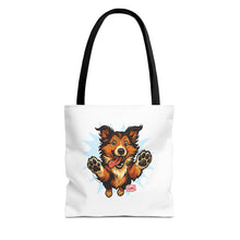 Load image into Gallery viewer, Cute Collie Dog Lover Tote Bag, AOP Dog Art Bag, Pet Owner Gift, Collie Lover Tote, Summer Beach Bag, Gifts for Dog Lovers