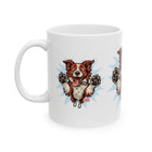 Cheerful Red Border Collie Dog Mug, Pet Lover Gift, Cute Coffee Cup, Animal Enthusiast, Fun Home Decor, Dog-themed Drinkware