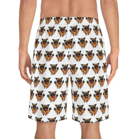 Pug Party Board Shorts - Fun Summer Swimwear, Beach Vacation, Dog Lover Gift, Poolside Comfort, AOP Surf Shorts