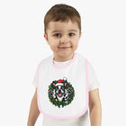Baby Bib with Boston Terrier Holiday Design, Cute Christmas Bib, Baby Feeding Bib, Holiday Gift for New Parents, Bostie Lover Bib