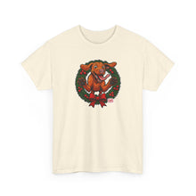 Load image into Gallery viewer, Festive Vizsla Dog Graphic Tee | Unisex Heavy Cotton Shirt for Dog Lovers, Holiday Gift, Animal Lover Apparel, Christmas Tee, Cozy Comfort