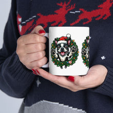 Load image into Gallery viewer, Festive Boston Terrier Dog Lover Mug, Christmas Dog Mug, Holiday Gift for Pet Owners, Cute Puppy Design Cup, Funny Coffee Tea Mug