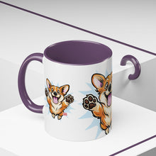 Load image into Gallery viewer, Excited Leaping Corgi  Accent Coffee Mug - Cute Dog Lover Gift (11oz)