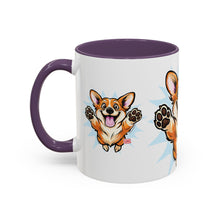 Load image into Gallery viewer, Excited Leaping Corgi  Accent Coffee Mug - Cute Dog Lover Gift (11oz)