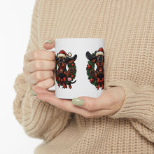 Load image into Gallery viewer, Festive Dachshund Dog Mug | Holiday Gift for Dog Lovers | Cute Christmas Coffee Cup | Pet Decor | Animal Lover Mug