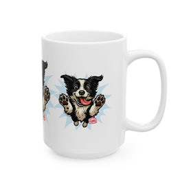 Cheerful Border Collie Dog Lover Mug | Perfect Gift for Pet Owners, Funny Dog Coffee Cup, Ceramic Mug, Animal Lover's Gift, Home Decor