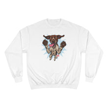 Load image into Gallery viewer, Champion Sweatshirt - Playful Jumping German Shorthaired Pointer Graphic GSP Premium Crewneck