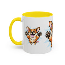 Load image into Gallery viewer, Excited Leaping Corgi  Accent Coffee Mug - Cute Dog Lover Gift (11oz)