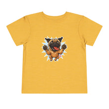 Load image into Gallery viewer, Toddler Tee — Playful Jumping Pug Graphic Shirt for Kids