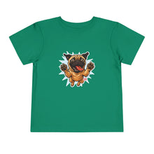 Load image into Gallery viewer, Toddler Tee — Playful Jumping Pug Graphic Shirt for Kids