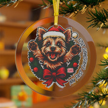 Load image into Gallery viewer, Yorkie My First Christmas 2025 Glass Ornament