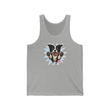 Load image into Gallery viewer, Cute Border Collie Dog Graphic Unisex Jersey Tank Top, Casual Summer Top, Pet Lover Gift, Dog Mom Apparel, Animal Lovers Clothing