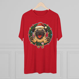 Festive Pug Christmas Tee, Holiday Shirt, Dog Lover Gift, Cute Animal Apparel, Unisex Crew Neck, Unique Christmas Present
