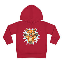 Load image into Gallery viewer, Toddler Hoodie — Playful Jumping Shiba Inu Puppy