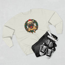 Load image into Gallery viewer, Festive Pug Sweatshirt, Unisex Crewneck, Holiday Gift, Dog Lover Apparel, Christmas Sweater, Cozy Winter Wear