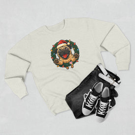 Festive Pug Sweatshirt, Unisex Crewneck, Holiday Gift, Dog Lover Apparel, Christmas Sweater, Cozy Winter Wear