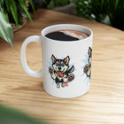 Happy Leaping Siberian Husky Ceramic mug, 11oz and 15oz, Husky Dog Parent Gift